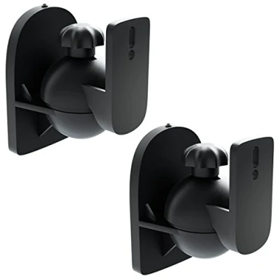 Afbeelding van deleyCON 2 x universele wandhouder voor luidsprekers, bevestiging van dozen, draaibaar + kantelbaar, bestand tegen een maximale belasting. 3,5 kg, wandmontage plafondmontage, zwart