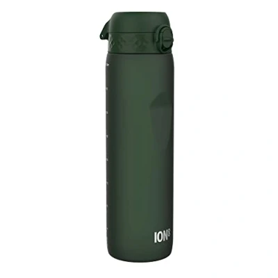 Image de ION8 Gourde 1l, 1000ml, Anti Fuite, Facile à Ouvrir, Verrouillage Sécurisé, Poignée de Transport, Lavable en Lave vaisselle, Sans BPA, Idéale pour le Sport et la Salle Sport, Vert Foncé