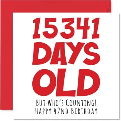 Image de Stuff4 Carte d&#039;anniversaire 42 ans pour homme, femme, lui, elle 15341 Days Old amusante adulte de secondes frère, sœur, fils, fille, maman, papa, 145 mm x