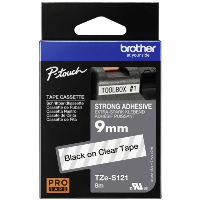 Afbeelding van Brother TZe S121 Tape Zwart op transparant (9 mm)