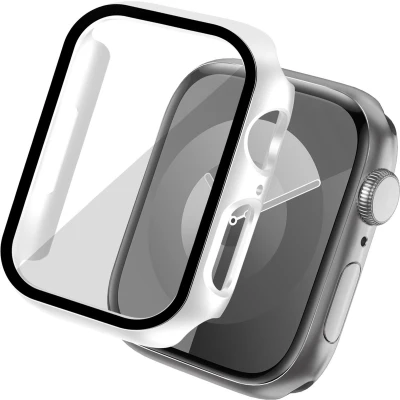 Afbeelding van imoshion Screen Protector Geschikt voor Full Cover Hard Case / Hoesje de Apple Watch Series 7 8 9 41 mm Wit