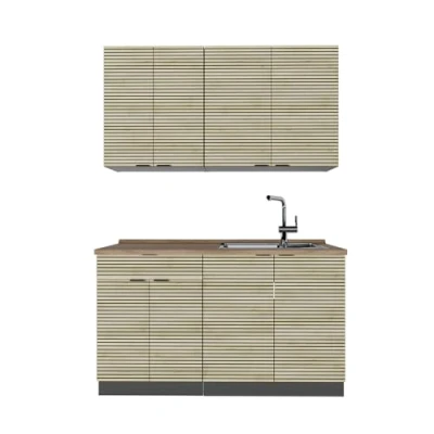 Afbeelding van Vicco Fame Line Eenpersoonskeuken 140 cm , WB Eik Eiken paneel/antraciet