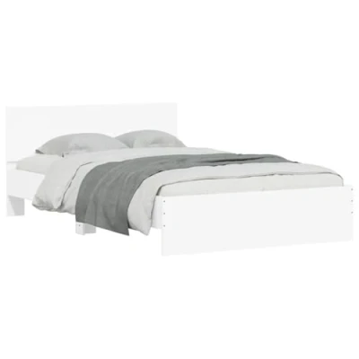 Afbeelding van vidaXL Bedframe met hoofdeinde en LED wit 140x190 cm