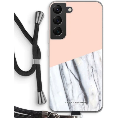 Afbeelding van Case Company® hoesje met Koord geschikt voor Samsung Galaxy S22 A touch of peach Telefoonhoesje Zwart Bescherming aan alle Kanten en Over de Schermrand