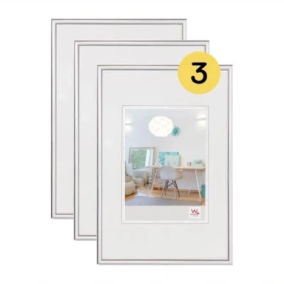 Image de Walther Design Cadre photo Argent 20 x 25 cm lot de 3, en plastique New Lifestyle KV025S3