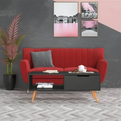 Afbeelding van Salontafel 100x49,5x43 cm spaanplaat grijs