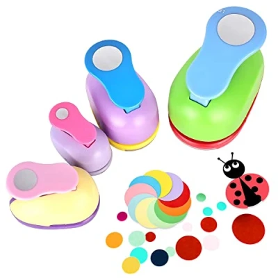 Afbeelding van Ronde perforator: scrapbooking perforator, 4 stuks papieren 1 gat, ponsmachine voor doe het zelf decoratie kaarten maken (10 mm, 15 25 38 mm)
