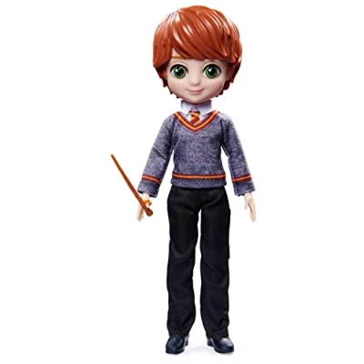 Afbeelding van pop 20 cm Ron Weasley Wizarding World met scharnier, toverstaf en Hogwarts uniform outfit om te verzamelen speelgoed voor kinderen vanaf 5 jaar