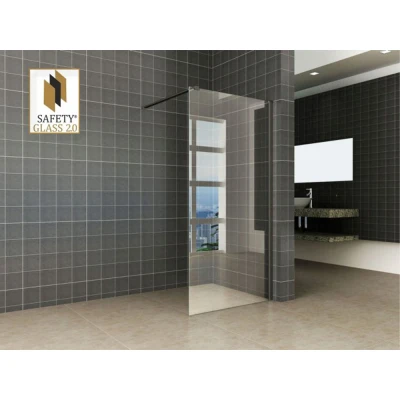 Afbeelding van Wiesbaden inloopdouche safety glass nano 90x200x1 cm helder/mat zwart