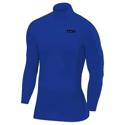 Afbeelding van TCA Mannen SuperThermal Compressie Basislaag Voetbal Hardloop Top Lange Mouw Thermisch Mock Neck Helderblauw, L