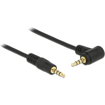 Afbeelding van 3,5mm Jack 4 polig audio/video kabel AWG24 haaks / zwart 1 meter
