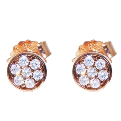 Afbeelding van Thomas Sabo SchmuckDesign Nord SCH150025 Oorbellen met schacht in de vorm van glinsterende cirkels voor dames, roségoud, één maat, zilver, kubische zirkonia, Rose goud zilver