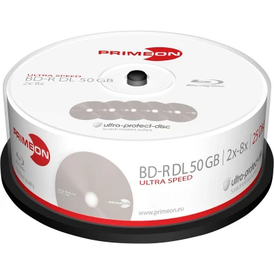 Afbeelding van Primeon 2761318 Blu ray BD R DL disc 50 GB 25 stuk(s) Spindel Antikras coating