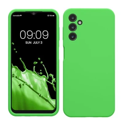 Afbeelding van kwmobile telefoonhoesje geschikt voor Samsung Galaxy A14 5G Hoesje met siliconen coating Smartphone case in limoengroen