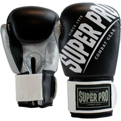 Afbeelding van Super Pro Combat Gear (kick)bokshandschoenen Rebel Zwart/Grijs/Wit 14oz