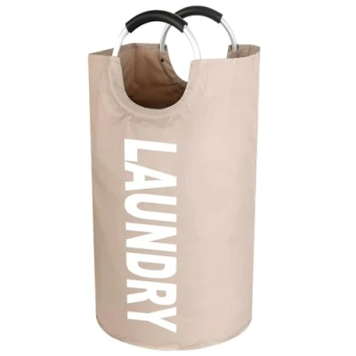Afbeelding van Opvouwbare wasmand, inhoud 90 liter, met handvat, Oxford stof, waterdicht, draagbaar, flessenverzamelaar, kaki