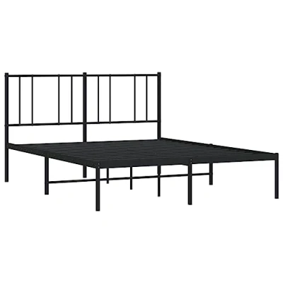Image de vidaXL Cadre de lit métal sans matelas et tête noir 160x200 cm352483