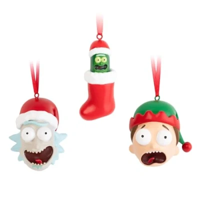 Afbeelding van Grupo Erik Set van 3 Rick and Morty kerstdecoraties Originele kerstballen kunsthars, kerstboomversieringen