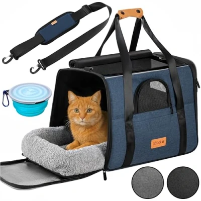 Afbeelding van Cadoca Reismand Kat Drinkbak Wasbaar 44x34x31cm tot 20kg Blauw
