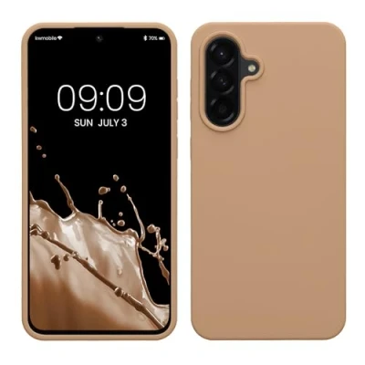 Afbeelding van kwmobile telefoonhoesje geschikt voor Samsung Galaxy A56 5G Hoesje met siliconen coating Smartphone case in cappuccino