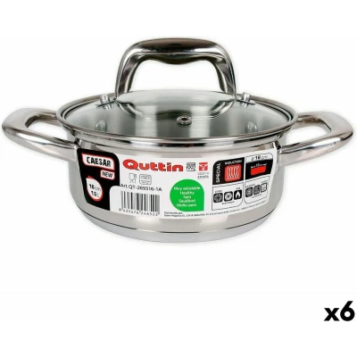 Afbeelding van Kookpot Quttin 139494 Met deksel Staal Ø 16 x 7 cm (6 Stuks) (16 cm) (1,5 L)