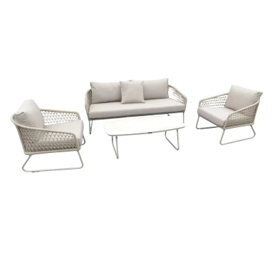 Afbeelding van Bara 4 piece lounge set aluminium salix/rope salix/flax beige Yoi