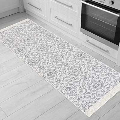 Afbeelding van Fashion4Home Tapijtloper kleed voor woonkamer, slaapkamer, keuken, kinderkamer, badkamer Boho Kelim kleden loper gang zwart crème maat: 60 x 90 cm.