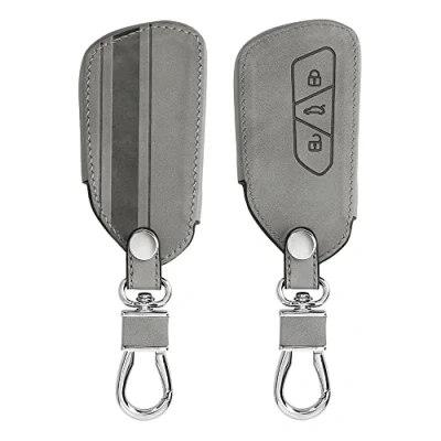 Afbeelding van kwmobile autosleutelhoes geschikt voor VW Golf 8 3 knops autosleutel beschermhoes van imitatieleer Rallystrepen design grijs