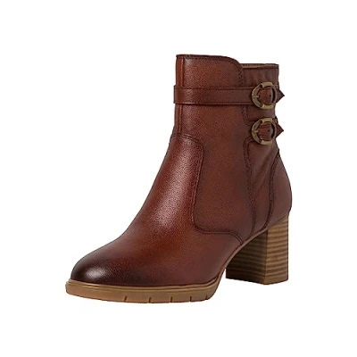 Afbeelding van Tamaris Comfort Cowboy/Bikerlaarsjes, Dames, Maat: 37, Cognac Leer