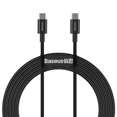 Afbeelding van Baseus, USB C 100W 2m oplaad en overdrachtkabel, Zwart