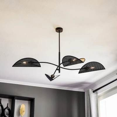 Afbeelding van Plafondlamp Lotus, zwart/goud, 4 lamps