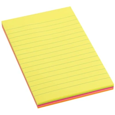 Afbeelding van D.RECT zelfklevende notitieboekjes met lijntjes, kleefbriefjes, 98 x 150 mm, 100 vellen, rechthoekige notitieboekjes, voor keuken, kantoor, neonkleuren 110520