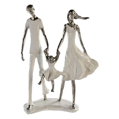 Afbeelding van Casablanca modernes Design Sculptuur Familie Geluk Wit/Zilver Polyresin Hoogte 31 cm