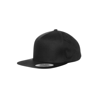 Afbeelding van FLEXFIT Classic 5 Snapback baseball pet voor dames en heren, Eén maat, drukknopsluiting, verstelbaar, plat vizier, 100% katoen, verkrijgbaar in verschillende kleuren, zwart.