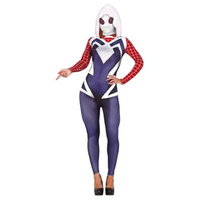 Afbeelding van Guirca Spiderwoman &amp; Spidergirl Kostuum Mysterieuze Spiderlady Superheldin Vrouw Blauw, Rood, Wit / Beige Maat 38 40 Carnavalskleding Verkleedkleding