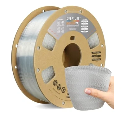 Afbeelding van OVERTURE 1,75 mm High Speed TPU filament, 1 kg spoel (2,2 lbs), 3D printerfilament, maatnauwkeurigheid +/ 0,03 mm, geschikt voor de meeste FDM printers, verpakking (transparant)