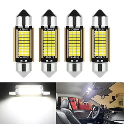 Afbeelding van 4 stuks C5W LED Festoon lampen 38 mm 39 Canbus 12 V 6000 K wit super glanzend voor auto binnenverlichting en kentekenplaatverlichting foutloos geen polariteit