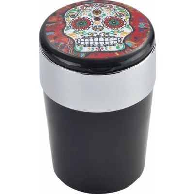 Afbeelding van Auto Asbak Calavera Mix 1 Met Ledverlichting Kleur 12 x 8 cm