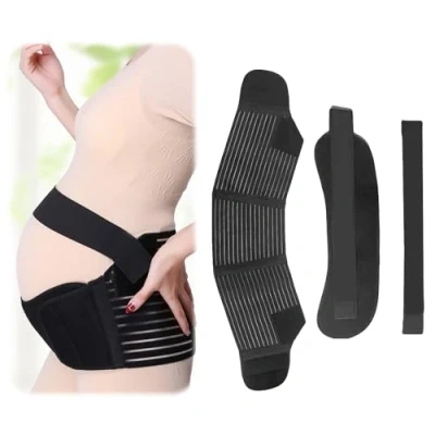 Afbeelding van Waist Support Pantalons Maternité Pantalon Grossesse Femme Ceinture de Maternité,Bandes Soutien Pelvien Abdominal Réduire Les Douleurs du Dos et Ventre,Respirant,Confortable Réglable(noir)