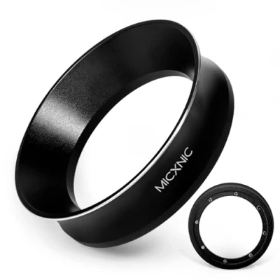 Afbeelding van MICXNIC 54 mm doseertrechter, espresso doseerring met 8 magneten, 2 cm hoge koffiedoseertrechter voor Sage Breville filterhouder, aluminium accessoires, zwart