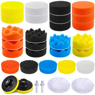 Afbeelding van 31 stuks polijstbits, accuschroevendraaier, polijstspons, 7,5 cm, polijstpad voor autopolijstmachine M10, booradapter, opzetstuk, polijstdop, polijstdop