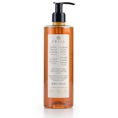 Afbeelding van Prija douchegel en shampoo met ginseng extract, shampoo, hydraterend energiek voor lichaam haar, pompdispenser, 380 ml