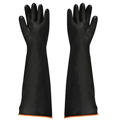 Afbeelding van FOCCTS Rubber Chemisch Resistant Latex Handschoenen, Zuur/Alkali/Industriële Veiligheidswerkzaamheden, Lange Beschermende Zwart, 1 Paar