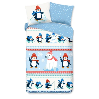 Afbeelding van Good Morning Kinderdekbedovertrek &quot;pinguins&quot; Multi (140x200/220 cm) Katoen Flanel