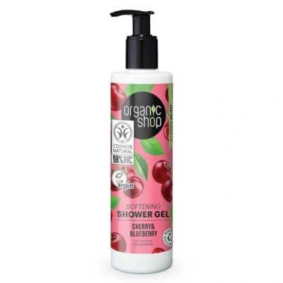 Afbeelding van 3x Organic Shop Softening natuurlijke Shower Gel Cherry and Blueberry 280ml
