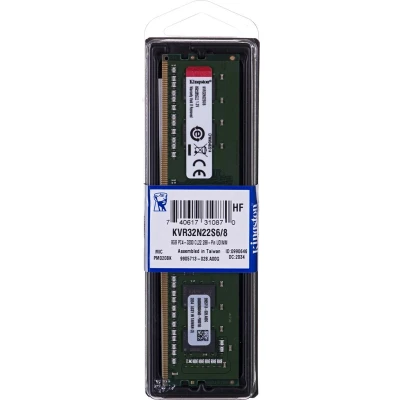 Afbeelding van Kingston ValueRAM Werkgeheugenmodule voor PC DDR4 8 GB 1 x Non ECC 3200 MHz 288 pins DIMM CL22 KVR32N22S6/8