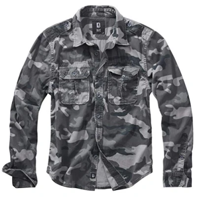 Afbeelding van Brandit Vintage overhemd met lange mouwen, grijs, 6XL