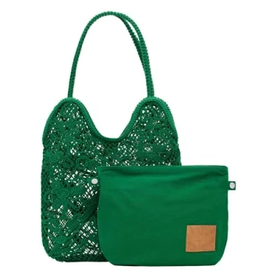 Afbeelding van Desigual Medium Crochet Shoulder Handtas, Dames, Maat: One Size, Green