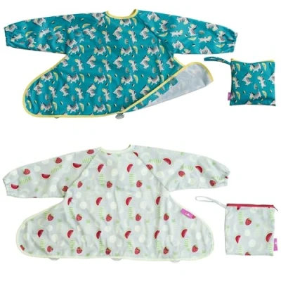 Afbeelding van Collectie slabbetje met mouwen full body waterdicht, wasbaar baby extra zuignapjes voor bevestiging aan hoge stoelen