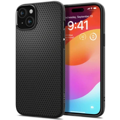 Afbeelding van Spigen Liquid Air Case hoesje geschikt voor iPhone 15 zwart